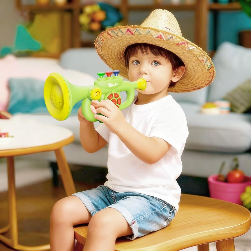 DOLPH HUG Generic Toddler Musical Trumpet Toy for Kids - Musical Enlightenment Instrument Toy, Develops Musicality, for Boys Girls Ages 3 4 5 6 7 8, Green - Image 2